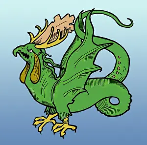 Historical Animal Artwork Prints: Basilisk, Legendary Creature