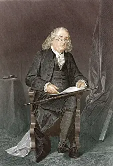 Benjamin Franklin Print, 1863 Engraving