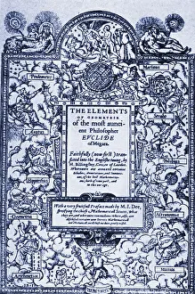 A 16th-century print of the Elements of Geometry's frontispiece