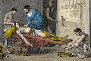 Ancient Greek Physician Prints: Galen Treating Gladiator