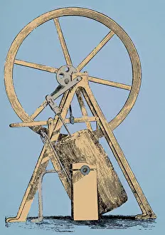 Steam Engine History Prints: James Watt, Oscillating Engine