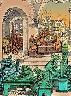Woodcut Art History Prints: Mathematics, Professions & Sciences, 1530