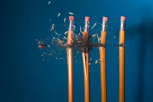 High Speed Photography Prints: Bullet Hitting Pencils Causing them to Shatter, Stop Photography