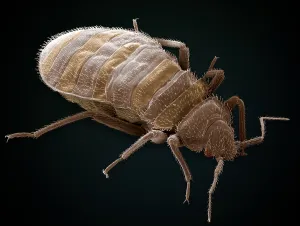 Compound Eye Insect Prints: Bedbug, Cimex Lectularius, under a microscope (SEM)