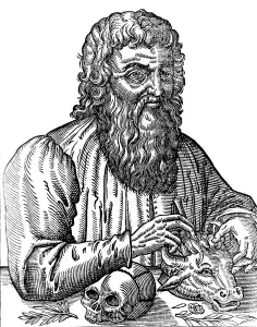 Hippocratic Prints: Print of Hippocrates, a Greek physician in classical attire