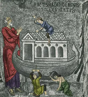Italian Historical Artwork Prints: Noah Building The Ark
