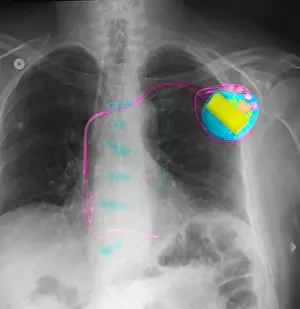 Pacemaker Color-enhanced chest X-ray Print