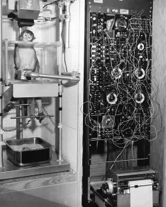 Monkey Behavioral Experiments Print: Primate in Restraining Chair