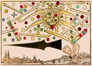 Nuremberg UFO Print, Color Enhancement of 16th Century Woodcut