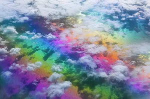 Scattered Clouds Print over Ocean