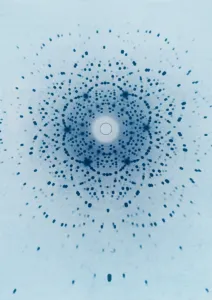 Prints of Like the revolving mirrored ball that reflects a spotlight on a dance floor, a crystal of beryl fragments a beam of x-rays All Images Prints: Beryl X-Ray Diffraction Print