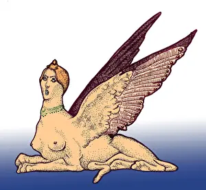 Ancient Mythical Creatures Prints: Sphinx, Legendary Creature