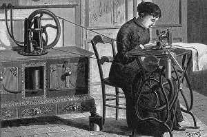 Industrial Revolution Machinery Prints: Steam Powered Sewing Machine