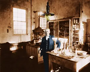 American Inventor History Prints: Thomas Edison In His Lab, 1904
