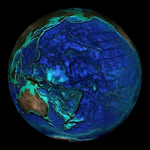 Pacific Ocean Map Prints: Topographical Map of Coordinates 0 N, 180 E
