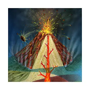 Geological Rock Formations Prints: Volcano Diagram