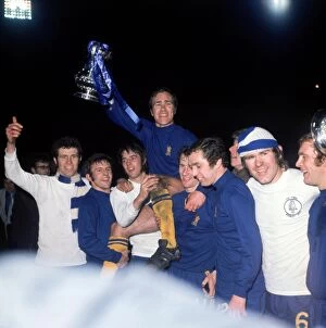 Images Dated 29th April 1970: Chelsea Celebrate FA Cup Victory: Ron Harris Lifted Shoulder-High by Teams Mates after Defeating