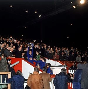 Images Dated 29th April 1970: Chelsea's Ron Harris Lifting the FA Cup: A Moment of Triumph with Osgood, Hollins, Houseman