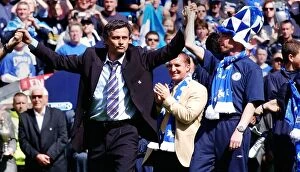 Images Dated 13th October 2005: Jose Mourinho Celebrates Chelsea's FA Barclays Premiership Title Win Against Charlton Athletic